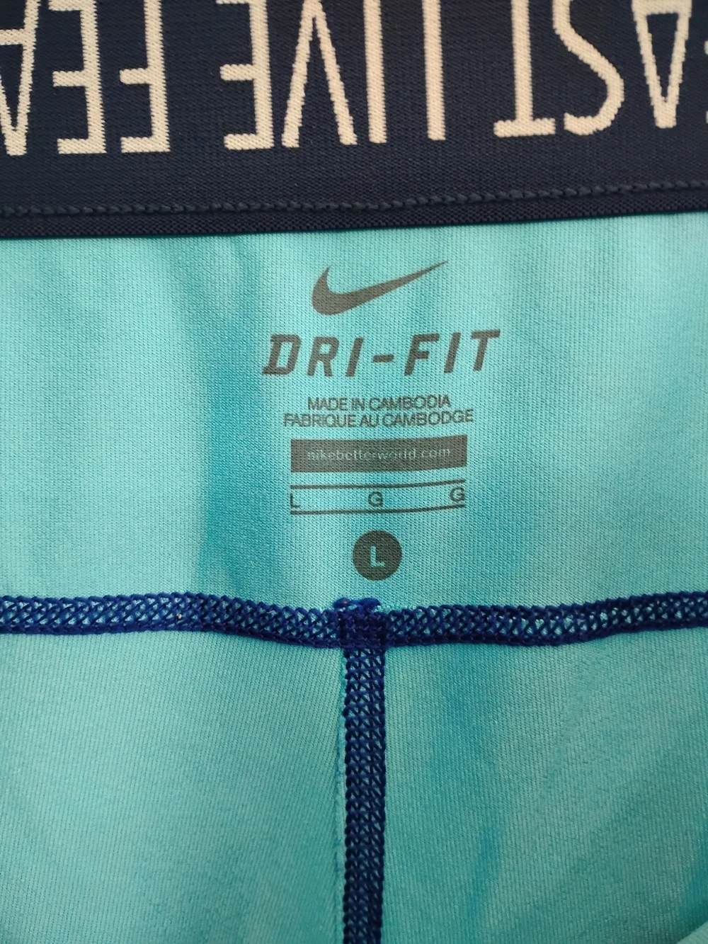 Nike Aqua and Navy Patterned Capri Leggings Size Large